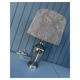 Table Lamp with Mercury Glass Base and Floral Fabric Shade
