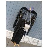 Para Black Sequined Dress and Feather Trim Bag Ensemble