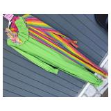 Green And Rainbow Star Pattern Clown Costume With Ruffled Collar