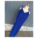 Royal Blue Beaded Silk Evening Gown