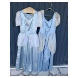 Princess Costume Dress Pair in Blue and White Satin