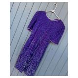 Laurence Kazar New York Beaded Purple Silk Dress