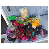 Mardi Gras Costume Accessory Lot with Masks, Beads, and Jester Hat