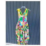 Colorful Abstract Print Cotton Overalls