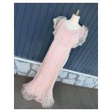Pink Lace Maxi Dress With Ruffle Overlay