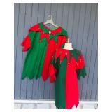 Red and Green Felt Elf Costumes With Jingle Bells