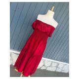 Climax by David Howard Red Off-Shoulder Ruffle Dress