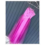 Magenta Beaded Tulle Formal Gown