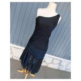 Gisèle One-Shoulder Blue and Black Metallic Dress