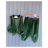 Green Velvet Holiday Costume Vest And Pants Set