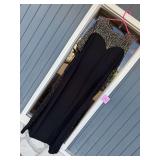 De Luna Designs Black And Gold Beaded Long Evening Gown