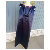 Monique Lhuillier Navy Blue Satin Formal Gown