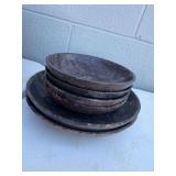 Set of Six Carved Stone Bowls and Plates