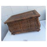 Woven Rattan and Wood Storage Trunk