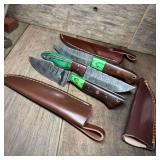 Emerald Edge – Set of 3 Fixed Blade Knives with Sheaths