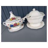 Ceramic Soup Tureens With Ladles And Underplates