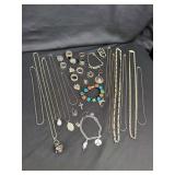 Assorted Sterling Silver Jewelry Collection with Gemstones and Charms