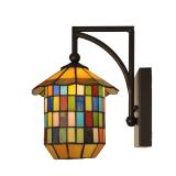 Meyda Tiffany Stained Glass Outdoor Wall Lantern Pair