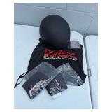 Daytona Matte Black Motorcycle Half Helmet with Accessories