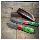 Holiday Steel – Pair of Fixed Blade Knives with Sheaths