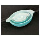 Pyrex Butterprint Turquoise Mixing Bowl Set