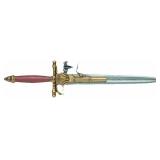 18th Century French Knife Pistol, Brass, Replica