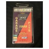 1999 Nascar Brickyard 400 Pit Pass w/ Ticket Stub