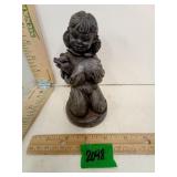 Resin Pewter Look Figurine Charlotte with Piglet