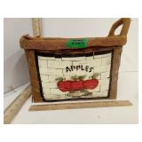 Woven Apple Basket With Handles  damaged,