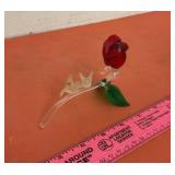 Hand Blown Rose w/ 2 Love Birds