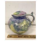 Christian Ridge Spongeware Pottery Teapot or