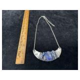 Silver Tone & Sodalite Necklace