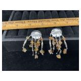 Sterling Silver Yellow Stones Drop Dangle Earrings