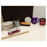 Stoneware Bowls 2, Metal Bucket, Shoe Brush,