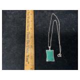 Sterling Silver Malachite Color Pendant Necklace