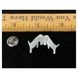 1981 Sterling Silver Two Dogs Facing Pin Signed