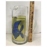 MCM Blue Yellow Stained Glass Pitcher