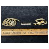 Gold Tone & Stones Brooches