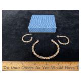 Vtg Avon Tri Metal Twisted Bracelet Earrings Set