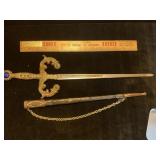 Ornamental Dagger Sword Flat Edge Damaged Sheath