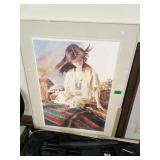 Indian Woman on Rug Framed Print Signed