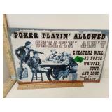 Poker Playing Metal Sign