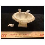 Carved Marble Alabaster Birdbath 3 Birds