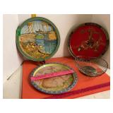 Vintage Metal Trays & Wire Basket