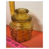 L E Smith Atterbury Scroll Glass Canister