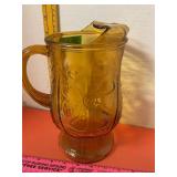 Amber Daisy Decor Glass Pitcher