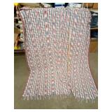 Pink Blue White Single Bed Crocheted Blanket