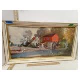 The Red Waterwheel by E Thomas Print on H