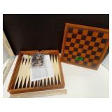Wood Checkers Backgammon Set