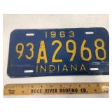 1963 Indiana License Plate